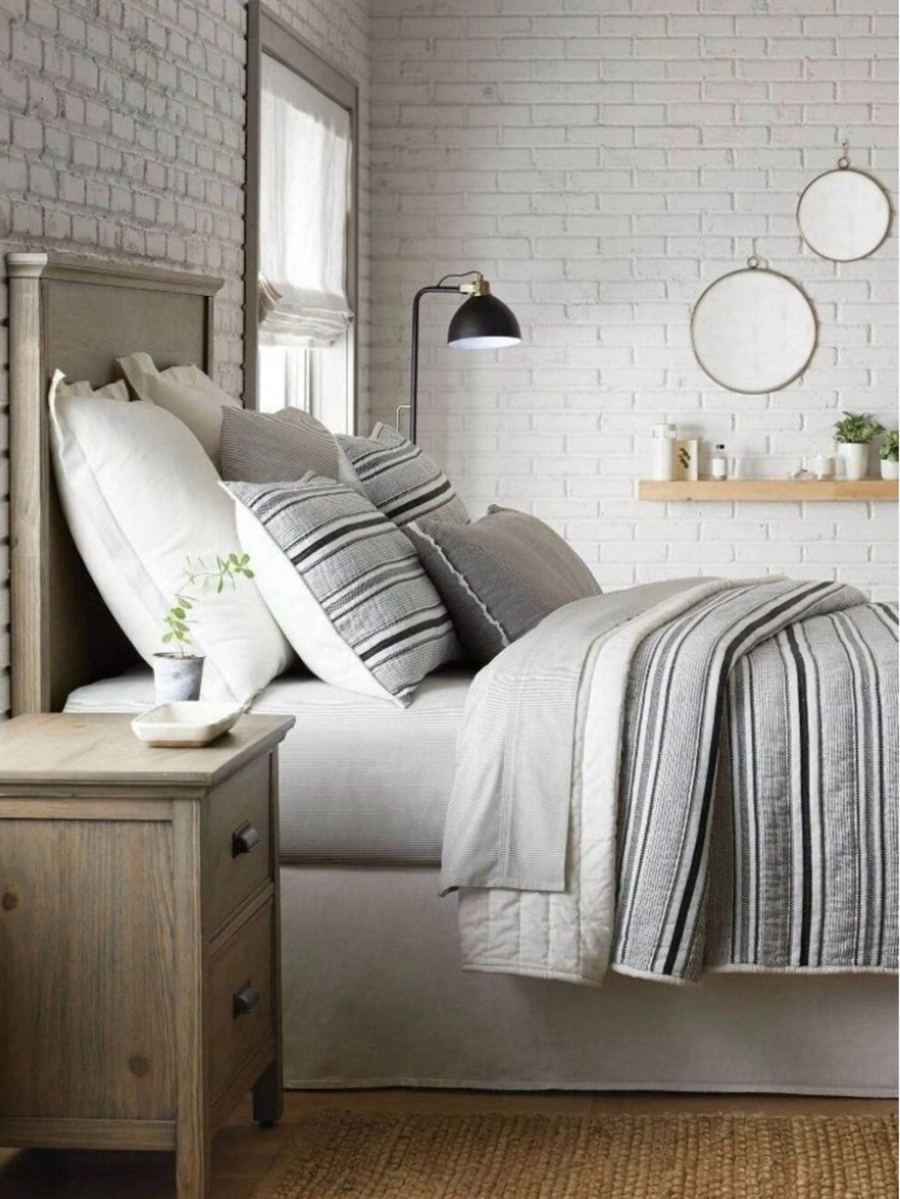 QueenCotton Textured Stripe Quilt Dk Gray/Cream - Hearth & Hand Magnolia, Target